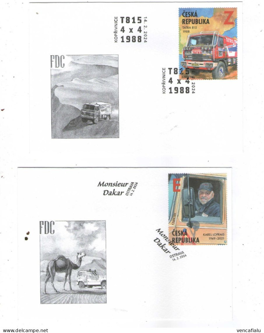 Czech Republic 2024, Car TATRA, Rallye Paris - Dakar, Set Of 2 FDC's - Automobilismo