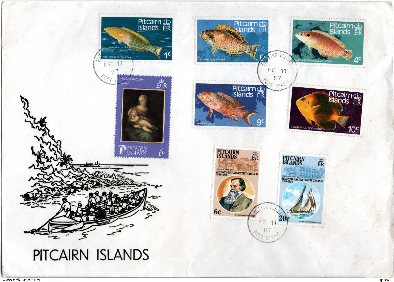 PITCAIRN ISLANDS  FDC, Fishes     /  Lettre De Première Jour, Poissons   -  1987 - Fishes