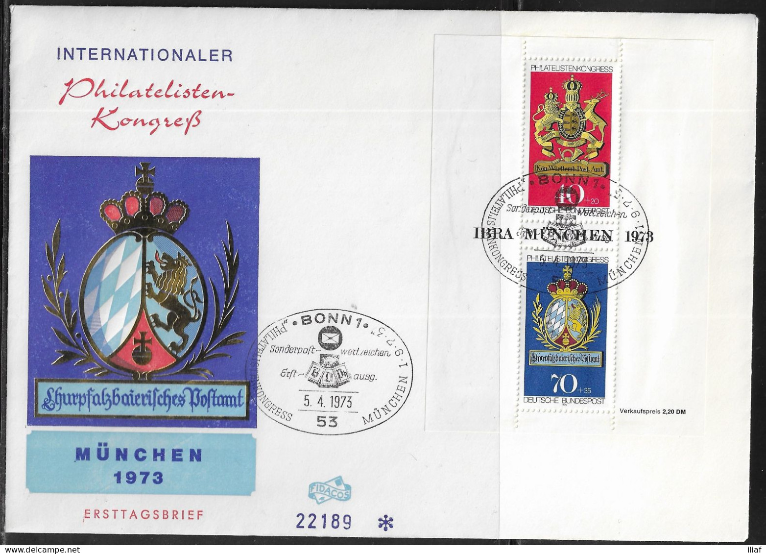 Germany. FDC Mi. BL9 Stamp Exhibition IBRA Munich '73. Souvenir Sheet. FDC Cancellation On Cachet Special Envelope 22189 - 1971-1980