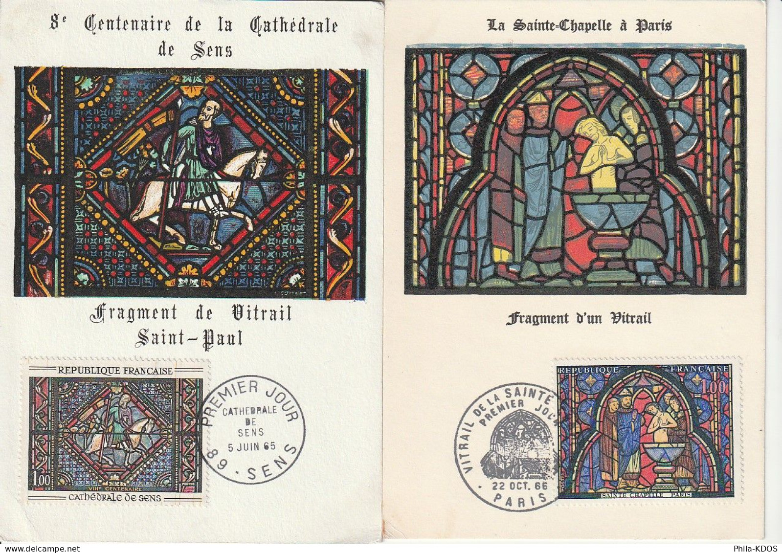 LOT " VITRAUX " Sur 2 Cartes Maximum Des Années 60. Parfait état. CM à Saisir !!! - Verres & Vitraux