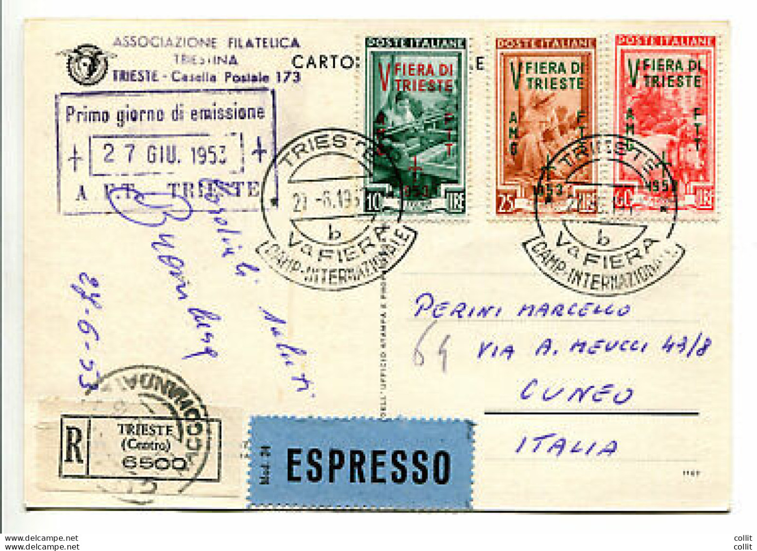 Trieste A - Fiera Di Trieste 1953 Su Cartolina Commemorativa - Nuovi