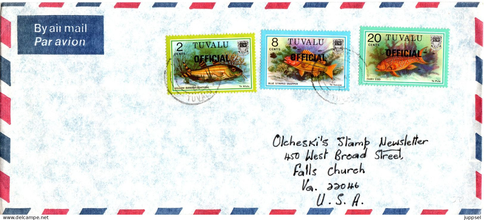 Letter   TUVALU  Fishes   /   Lettre,  Poissons,  Stamps With Overprint  /  Avec Impression OFFICIAL - Fishes