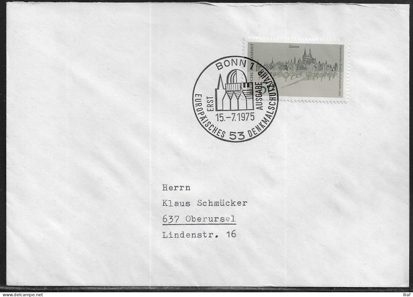 Germany. FDC Mi. 863.  European Architectural Heritage Year. Total View On Xanten.  FDC Cancellation On Plain Envelope - 1971-1980