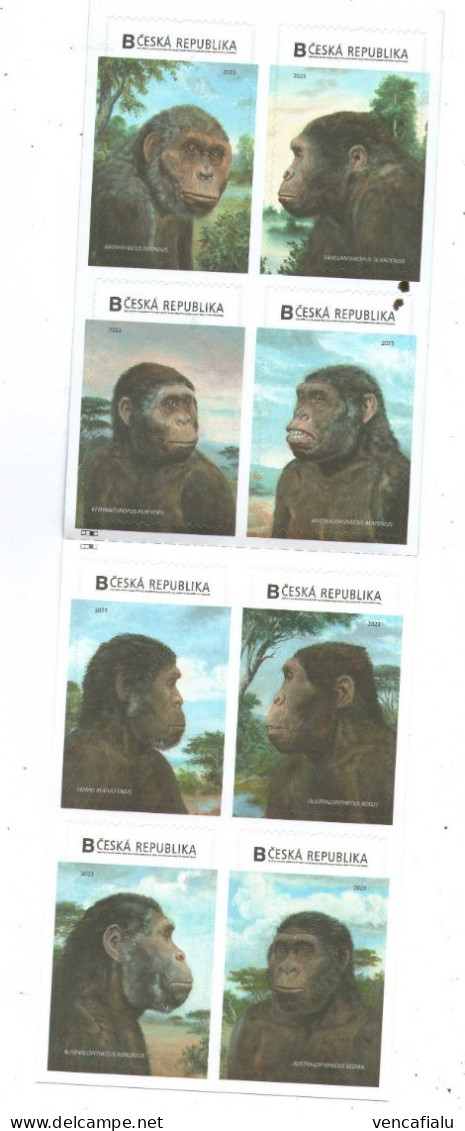 Czech Republic 2023 - Hominidae, 8 Self-adhesive Personalised Stamps, MNH - Prehistóricos