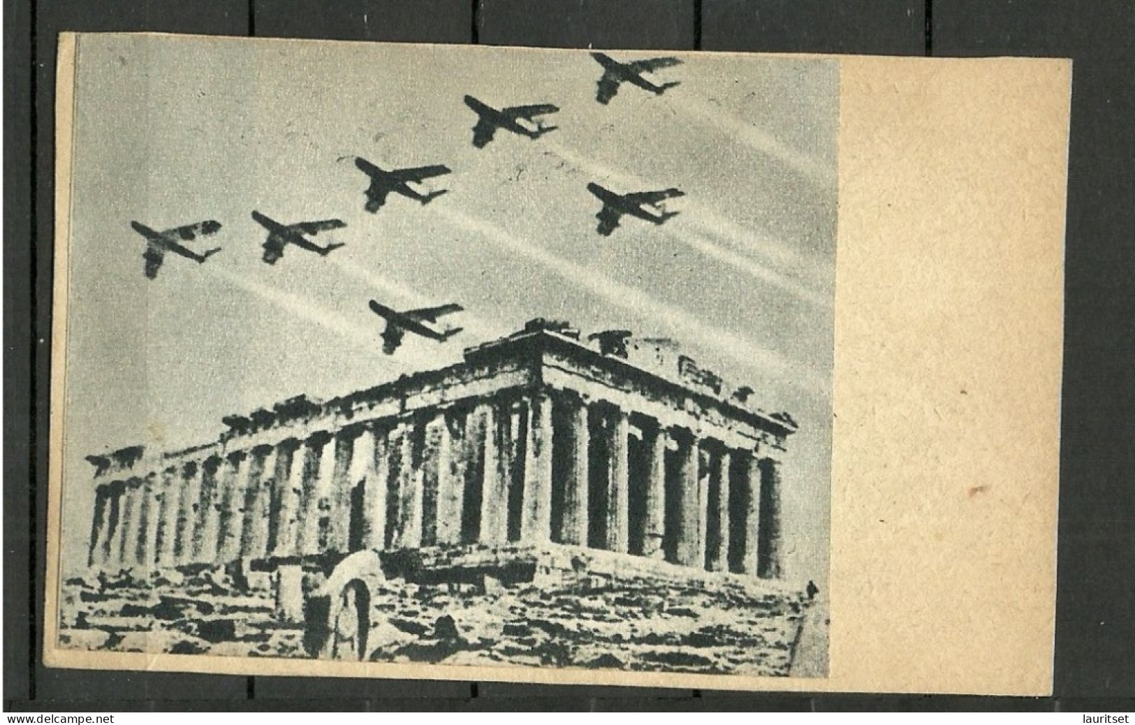 GREECE ? Air Planes Over Ruins Of A Temple, Unused Post Card - 1939-1945: 2de Wereldoorlog