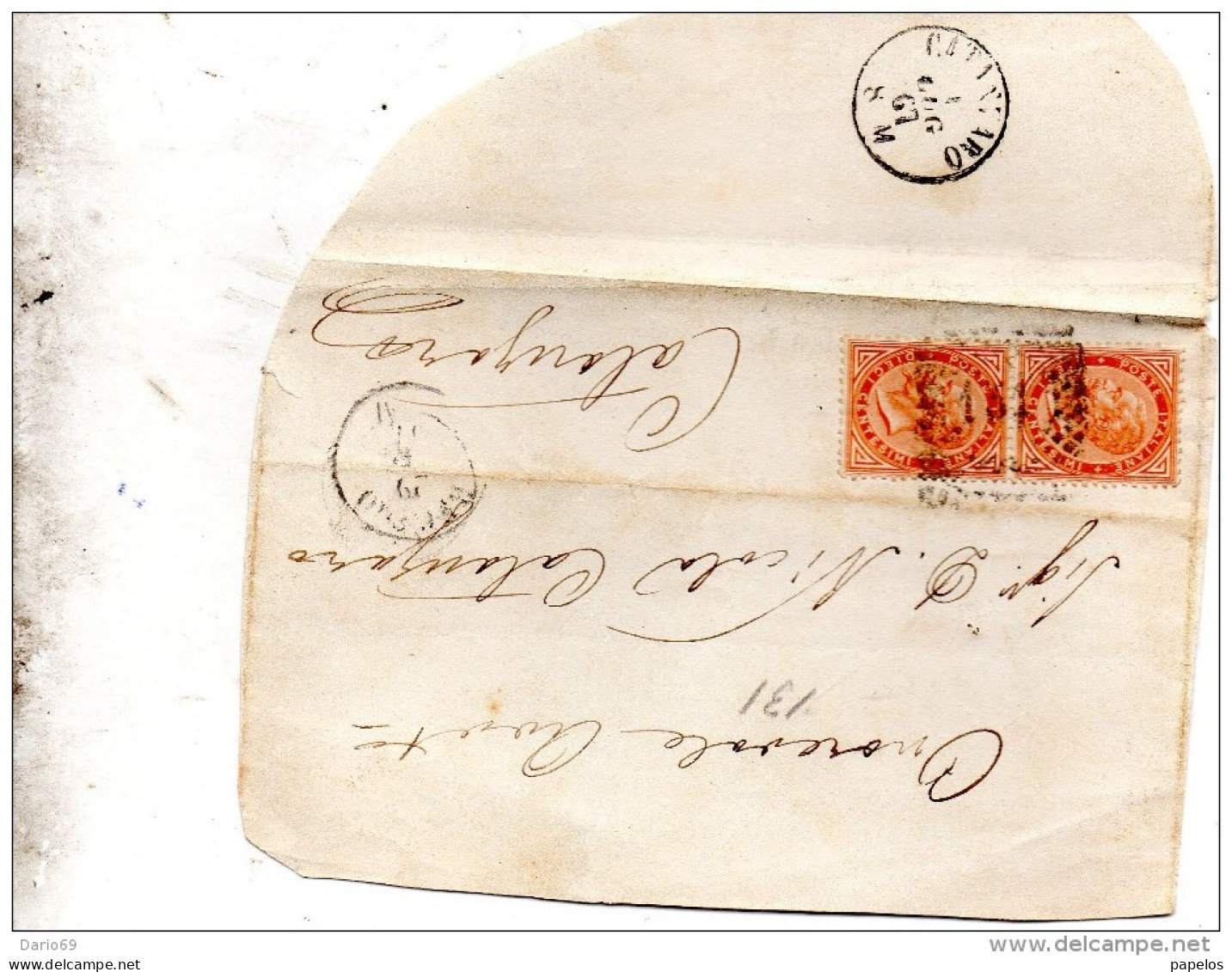 1867 FRAMMENTO CON ANNULLO CATANZARO - Storia Postale