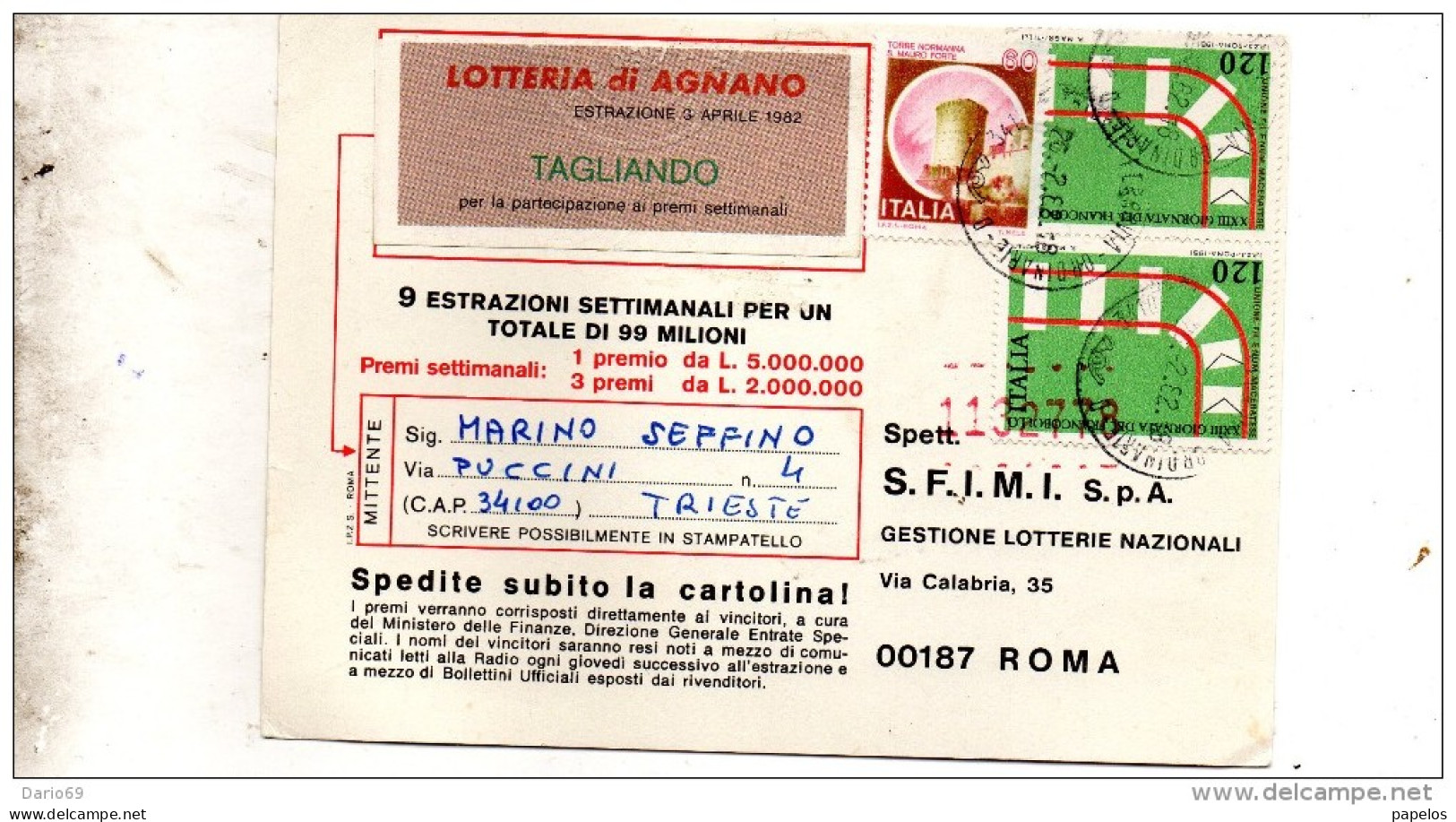 1982 CARTOLINA CON ANNULLO TRIESTE - 1981-90: Poststempel