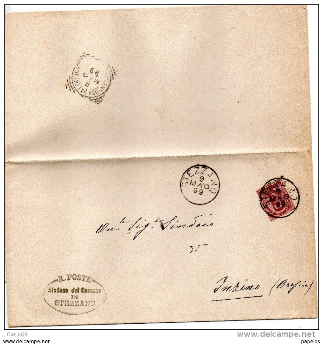 1899   LETTERA CON ANNULLO STEZZANO  BERGAMO - Poststempel