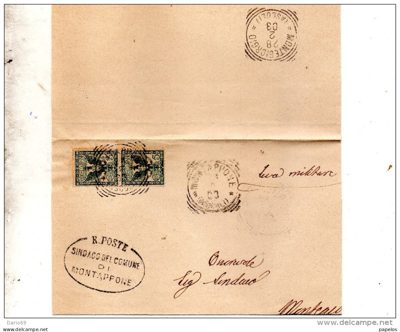 1903  LETTERA CON ANNULLO MONTAPPONE ASCOLI + MONTEGIORGIO - Storia Postale