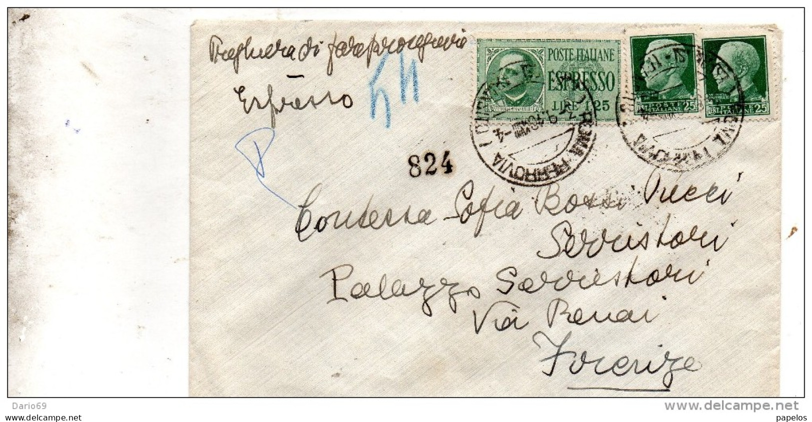 1940 LETTERA ESPRESSA INTESTATA ALBERGO PALAZZO AMBASCIATORI CON ANNULLO ROMA  + AMBULANTE ROMA - FIRENZE - MILANO - Posta Espresso