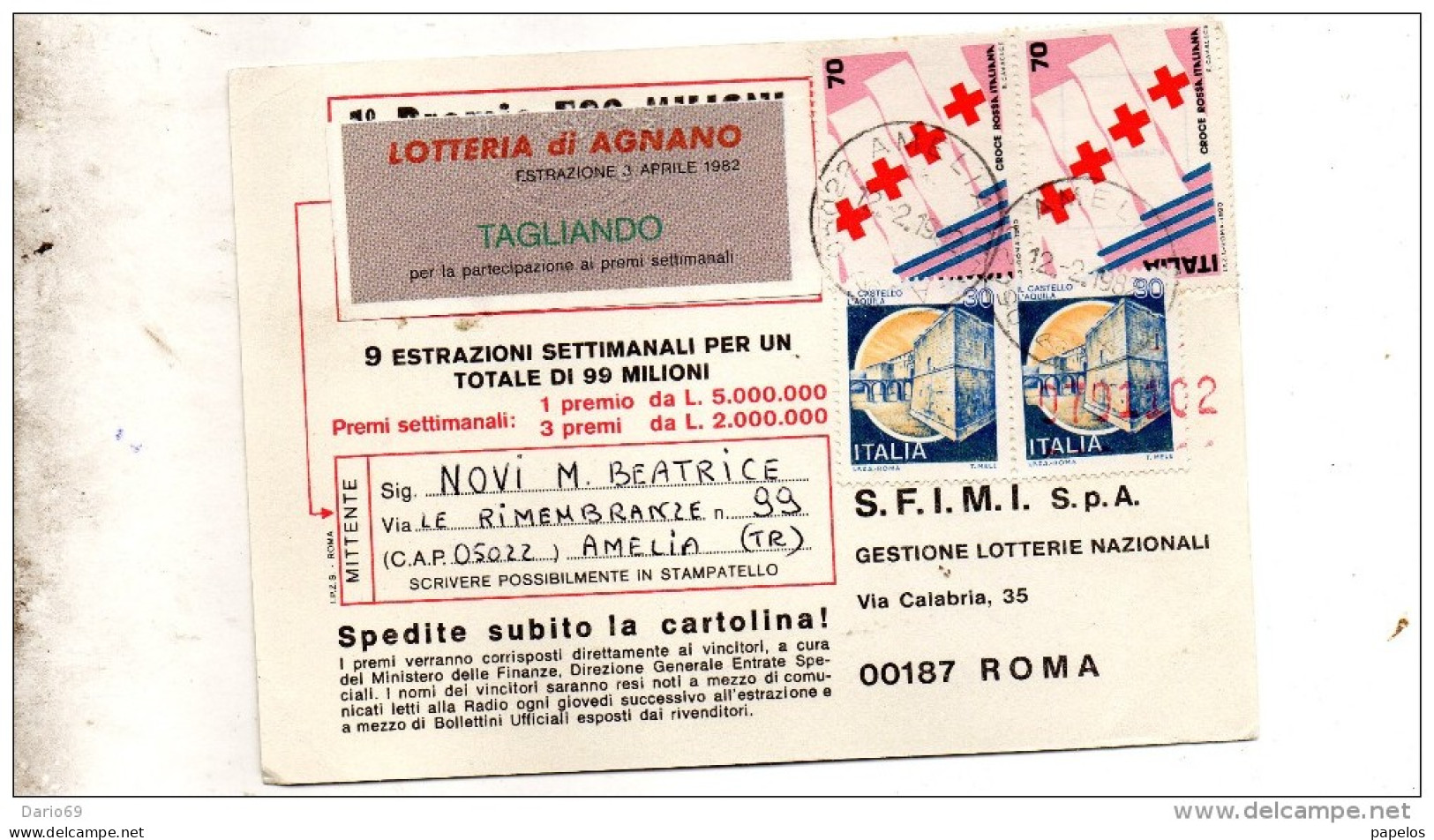 1982 CARTOLINA CON ANNULLO AMELIA - 1981-90: Poststempel