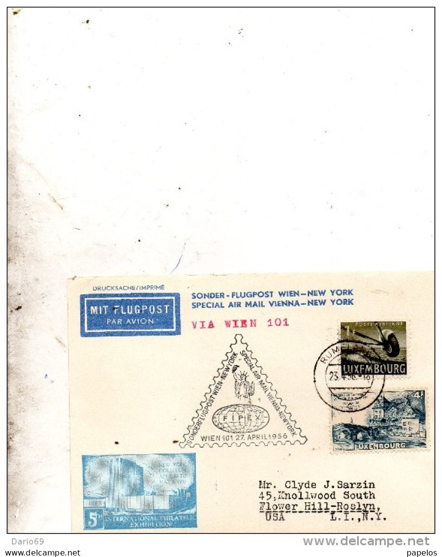 1956 LETTERA PER VIA AEREA VIENNA - NEW YORK - FDC
