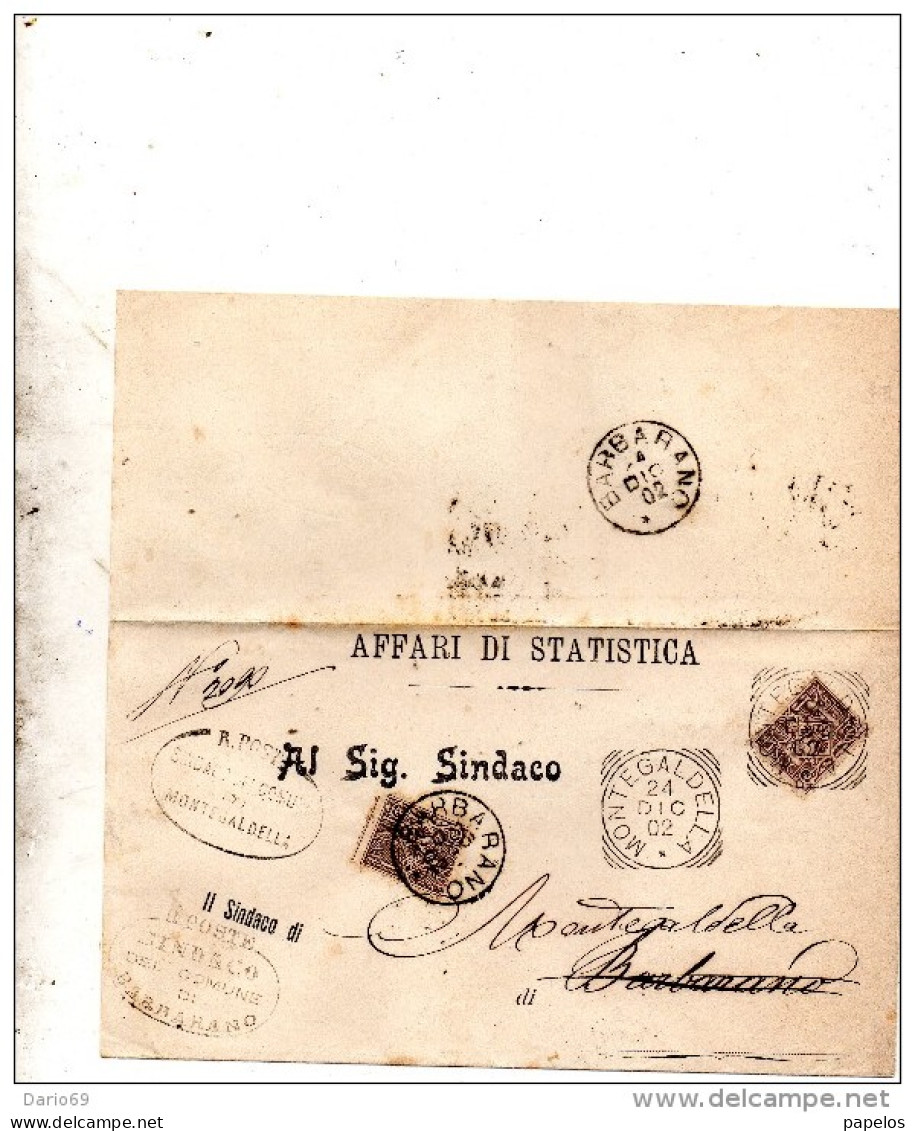 1902 LETTERA CON ANNULLO MONTEGALDELLA  VICENZA  + BARBARANO - Storia Postale