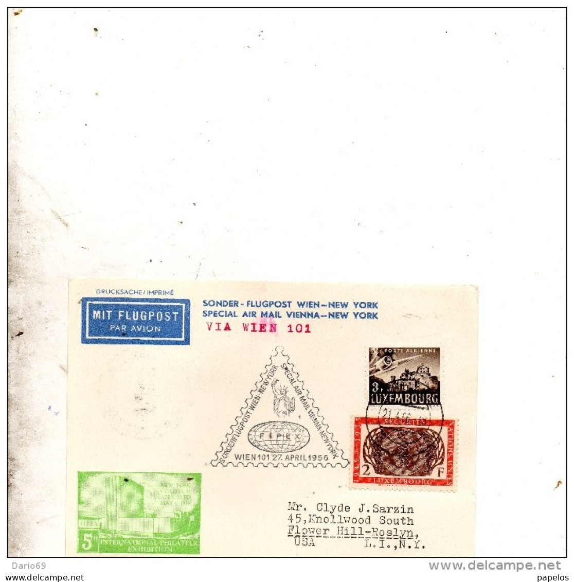 1956 LETTERA PER VIA AEREA VIENNA - NEW YORK - FDC