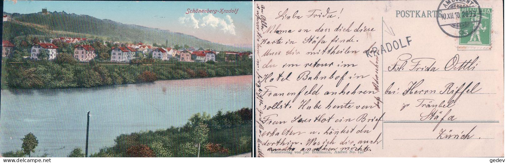 Kradolf Schönenberg TG + Cachet Linéaire KRADOLF (10.12.1910) - Autres & Non Classés