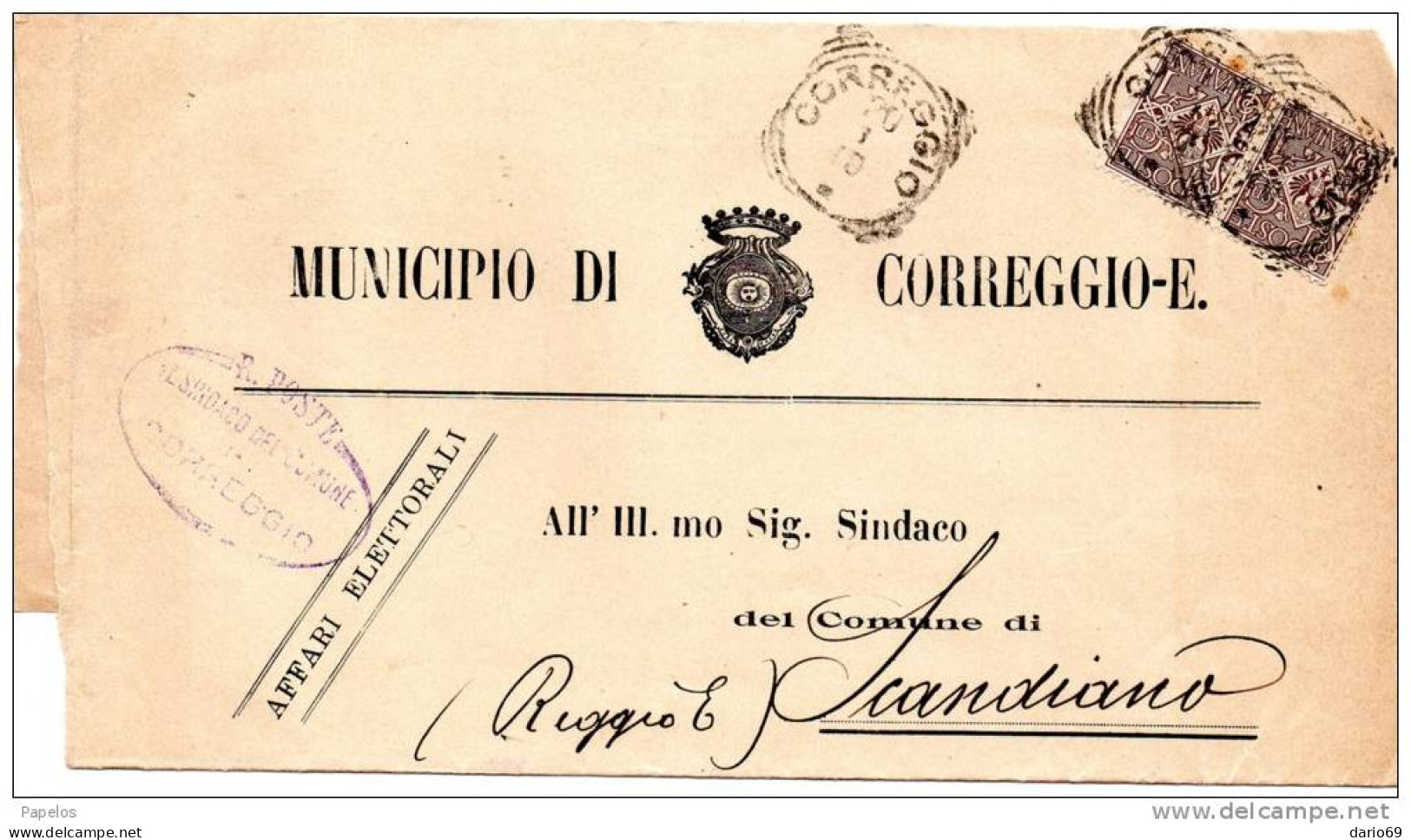 1910 LETTERA  CON ANNULLO CORREGGIO - Storia Postale