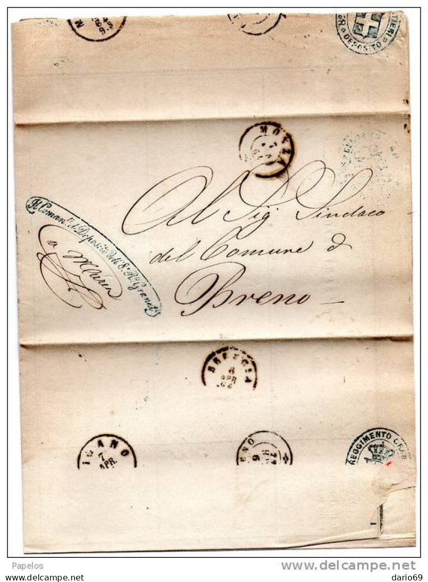 1864 LETTERA CON ANNULLO MONZA - Storia Postale