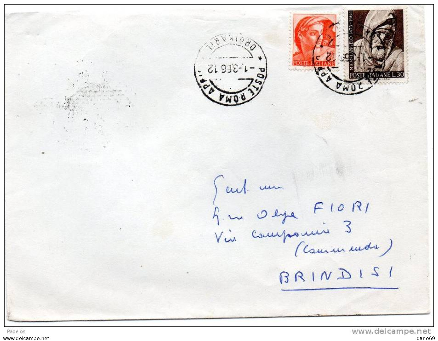 1966  LETTERA CON  ANNULLO ROMA - 1961-70: Marcofilie