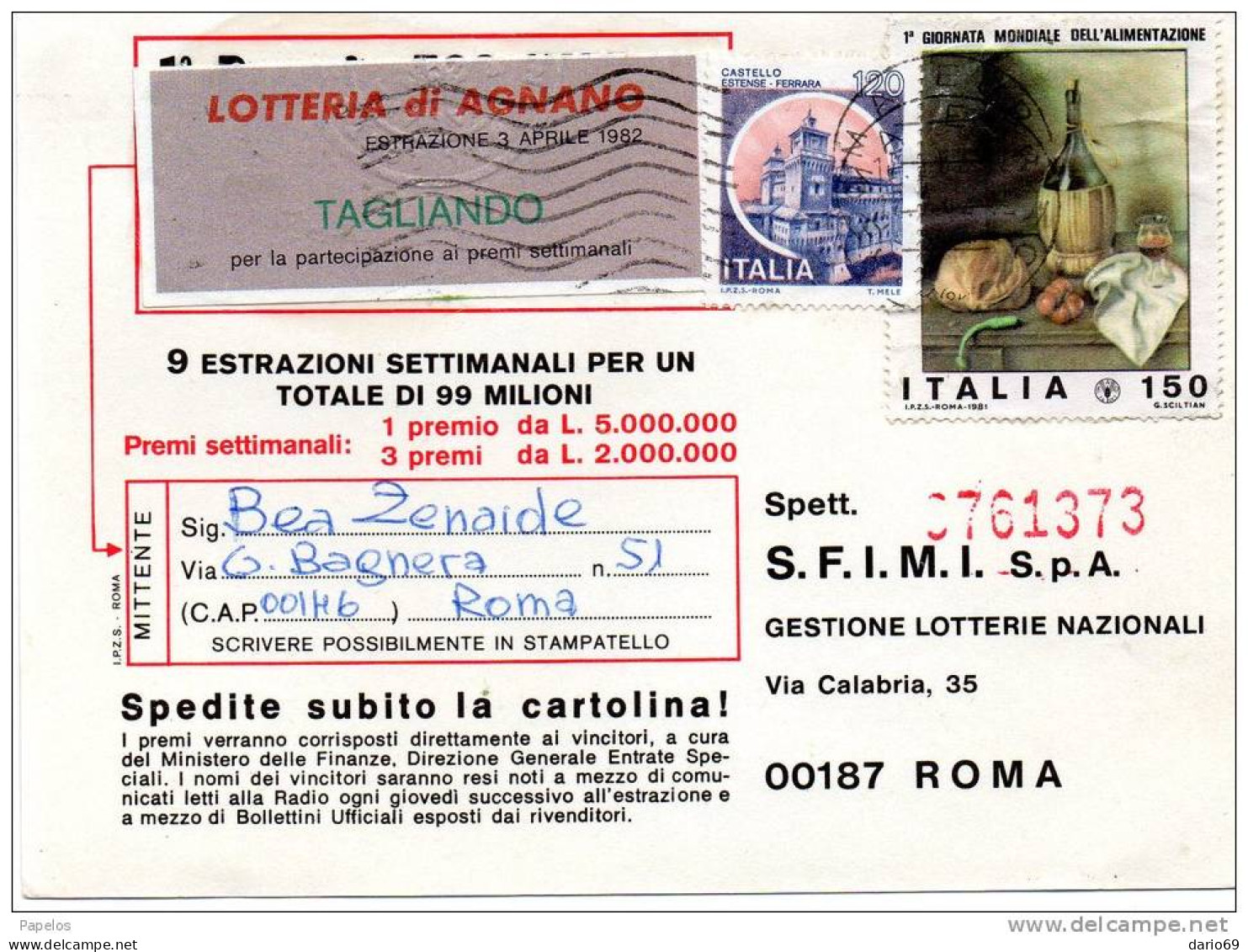 1982 CARTOLINA CON ANNULLO ROMA - 1981-90: Poststempel