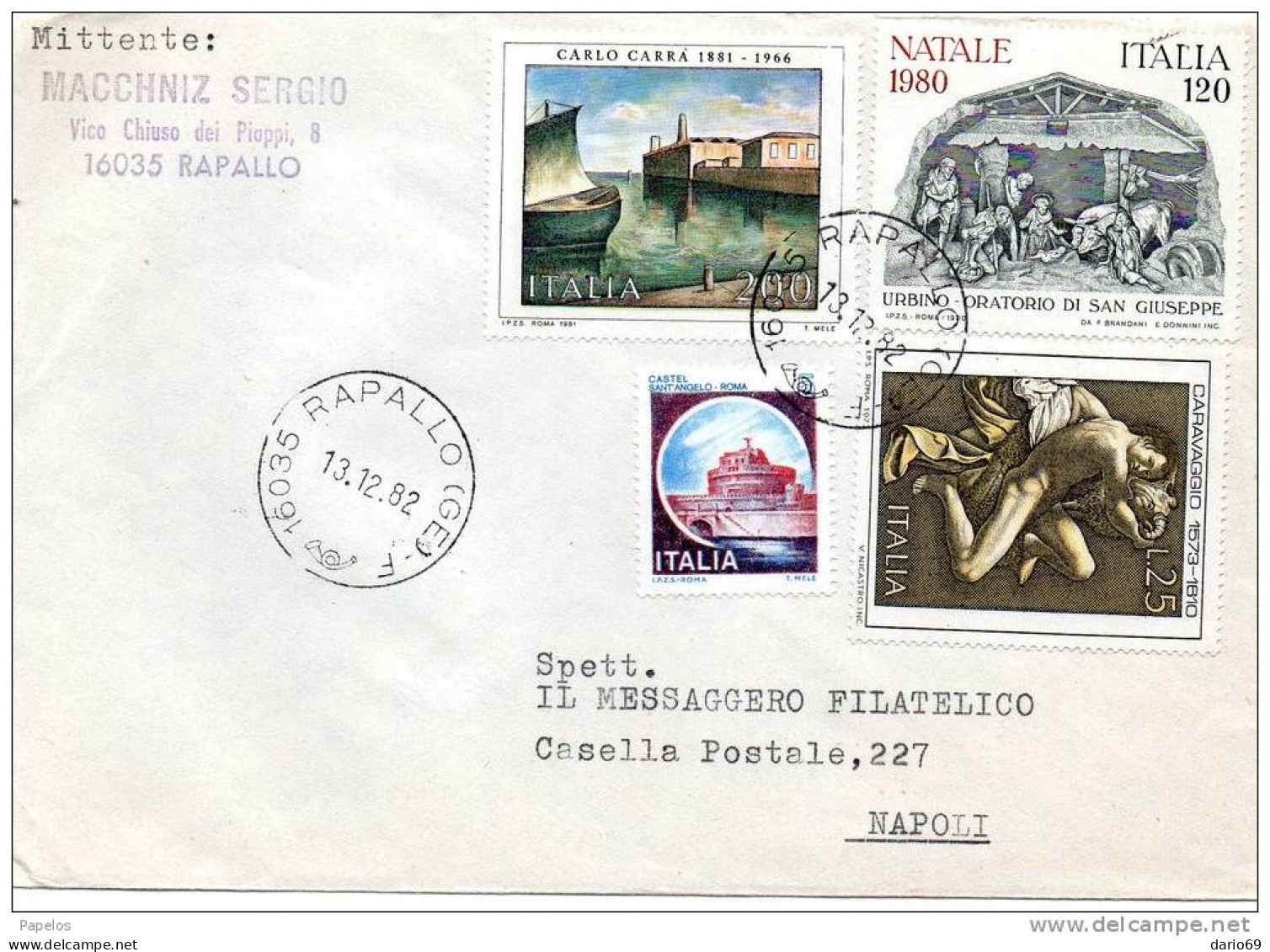 1982 LETTERA CON ANNULLO RAPALLO GENOVA - 1981-90: Marcofilie