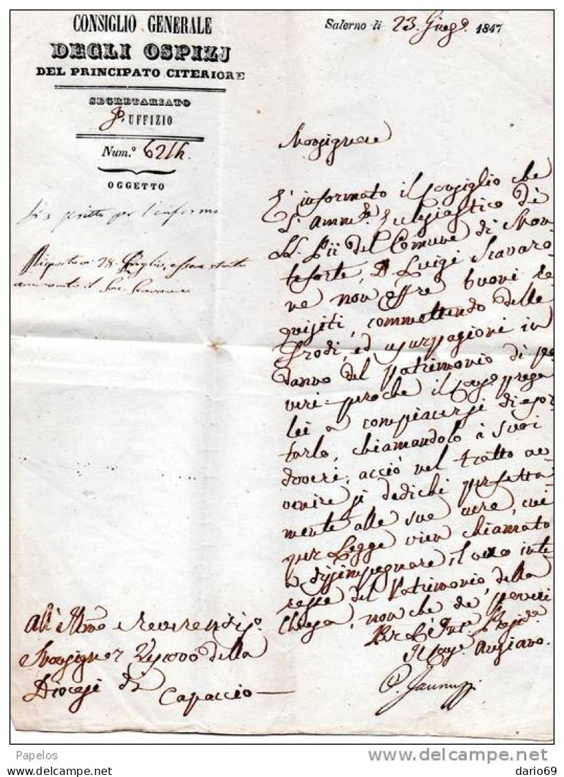 1847 LETTERA CON ANNULLO SALERNO - ...-1850 Préphilatélie