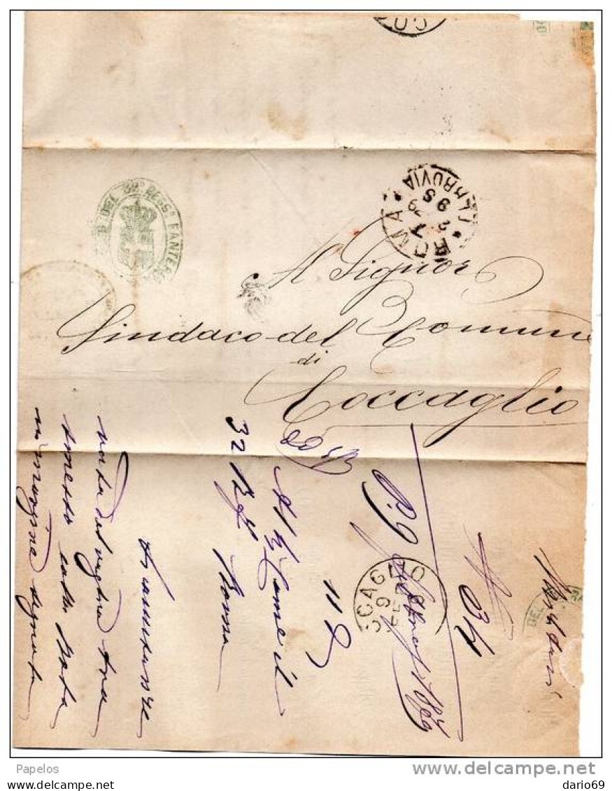 1879  LETTERA CON ANNULLO ROMA + COCCAGLIO BRESCIA - 32° REGGIMENTO FANTERIA - ...-1850 Préphilatélie
