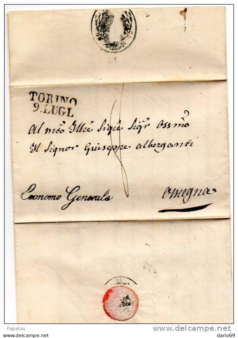 1840 LETTERA CON ANNULLO TORINO - ...-1850 Préphilatélie