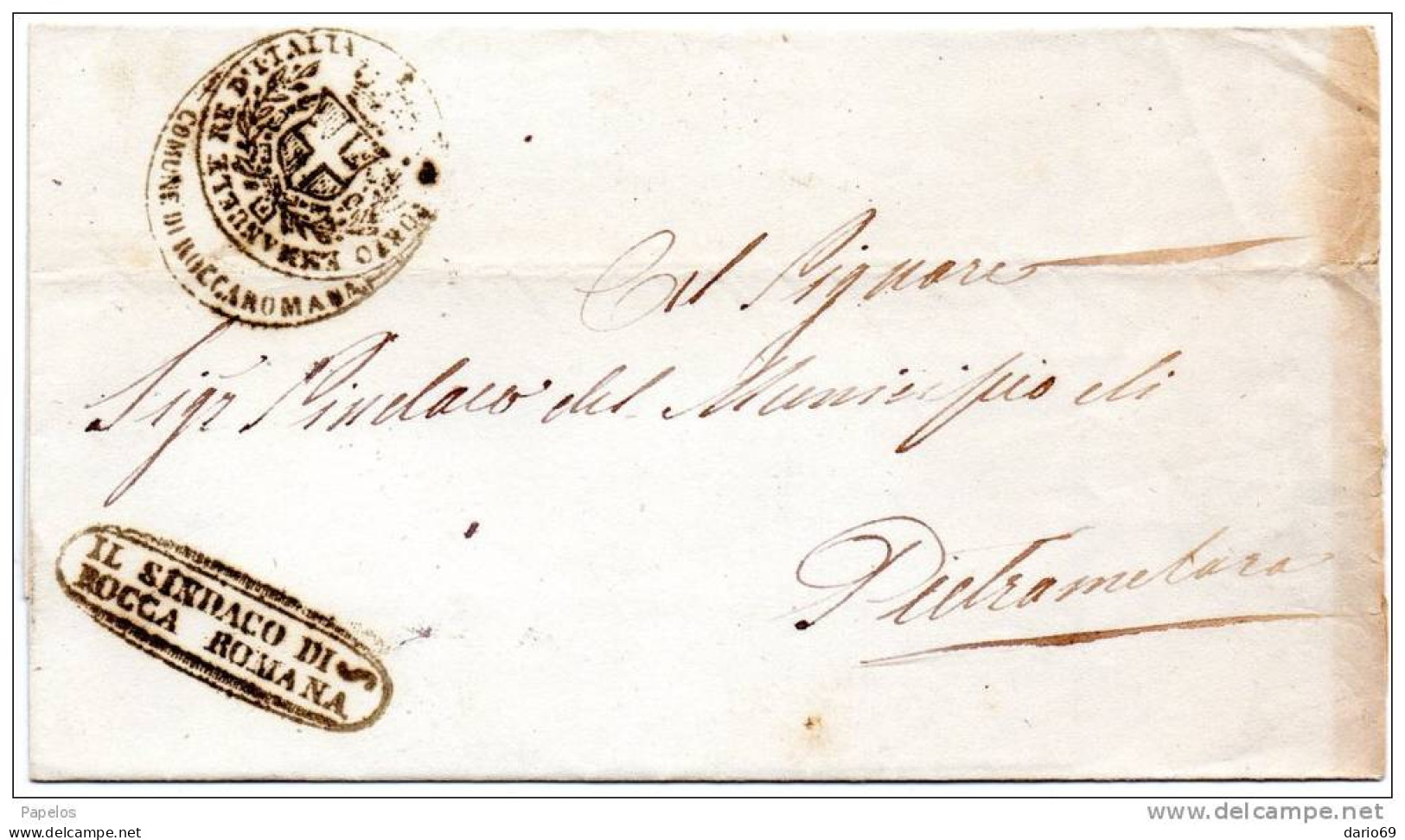 LETTERA CON ANNULLO ROCCA ROMANA CASERTA - ...-1850 Préphilatélie