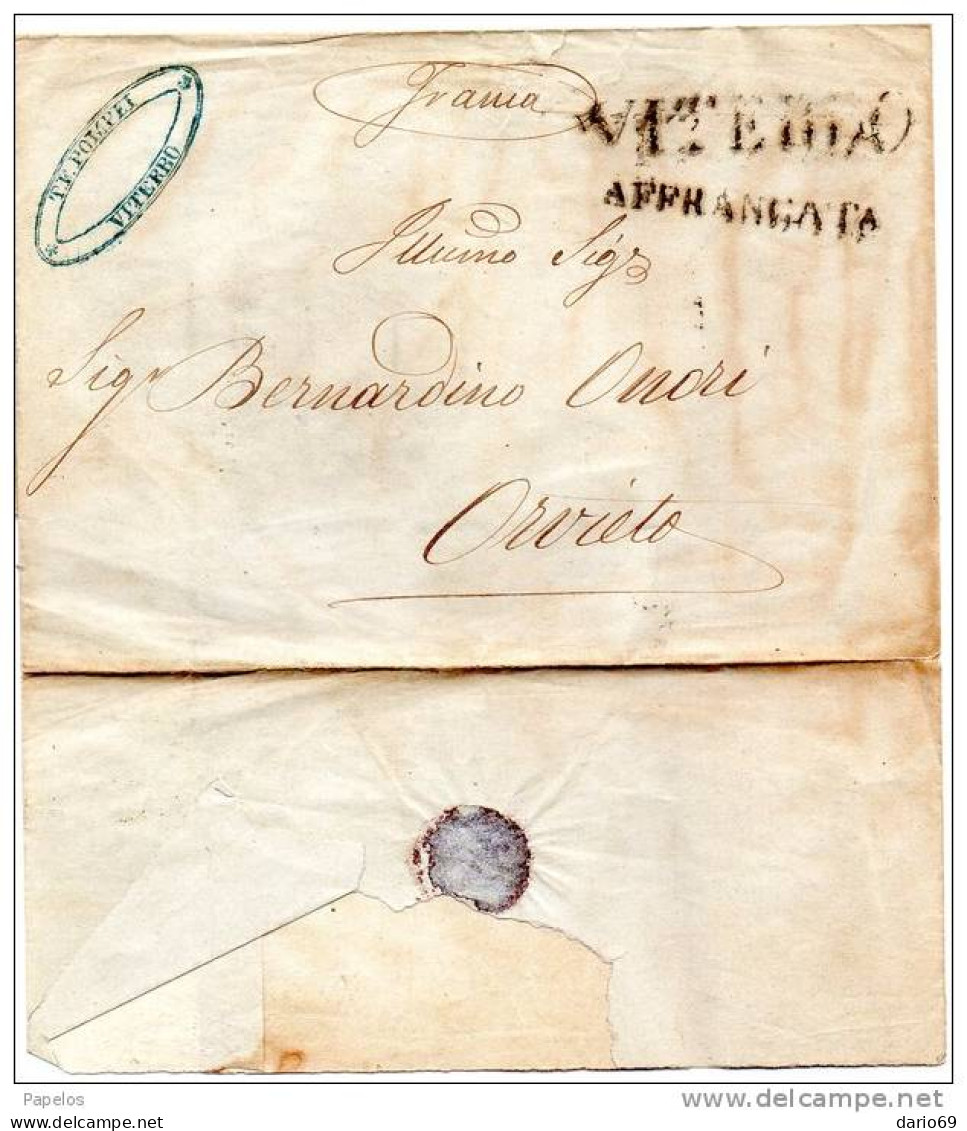 LETTERA CON ANNULLO VITERBO + AFFRANCATA - ...-1850 Préphilatélie