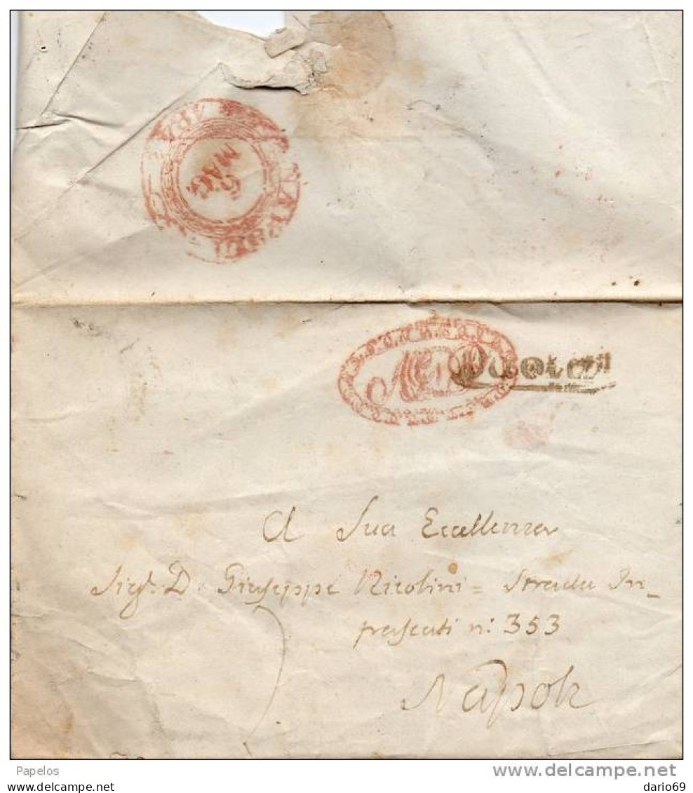 1844 LETTERA CON ANNULLO NAPOLI + MONOGRAMMA - ...-1850 Préphilatélie