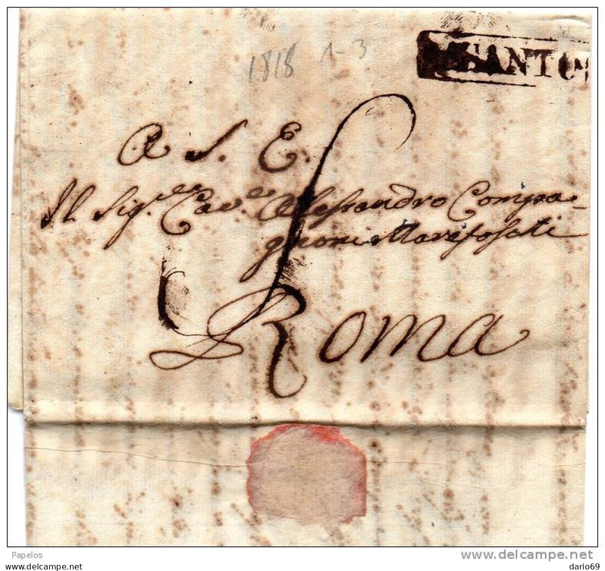 1818 LETTERA CON ANNULLO MONTE SANTO - ...-1850 Préphilatélie