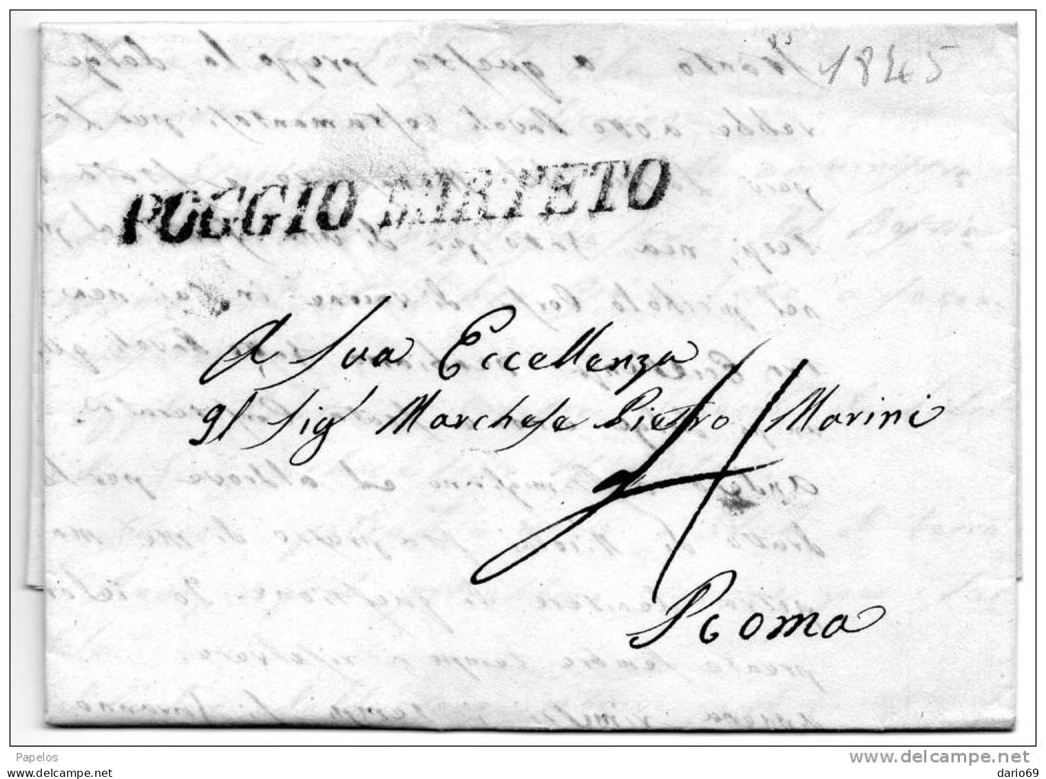 1845 LETTERA CON ANNULLO POGGIOMIRTETO RIETI - ...-1850 Préphilatélie