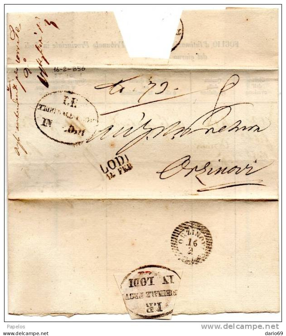 LETTERA CON ANNULLO LODI + ORZINOVI - ...-1850 Préphilatélie