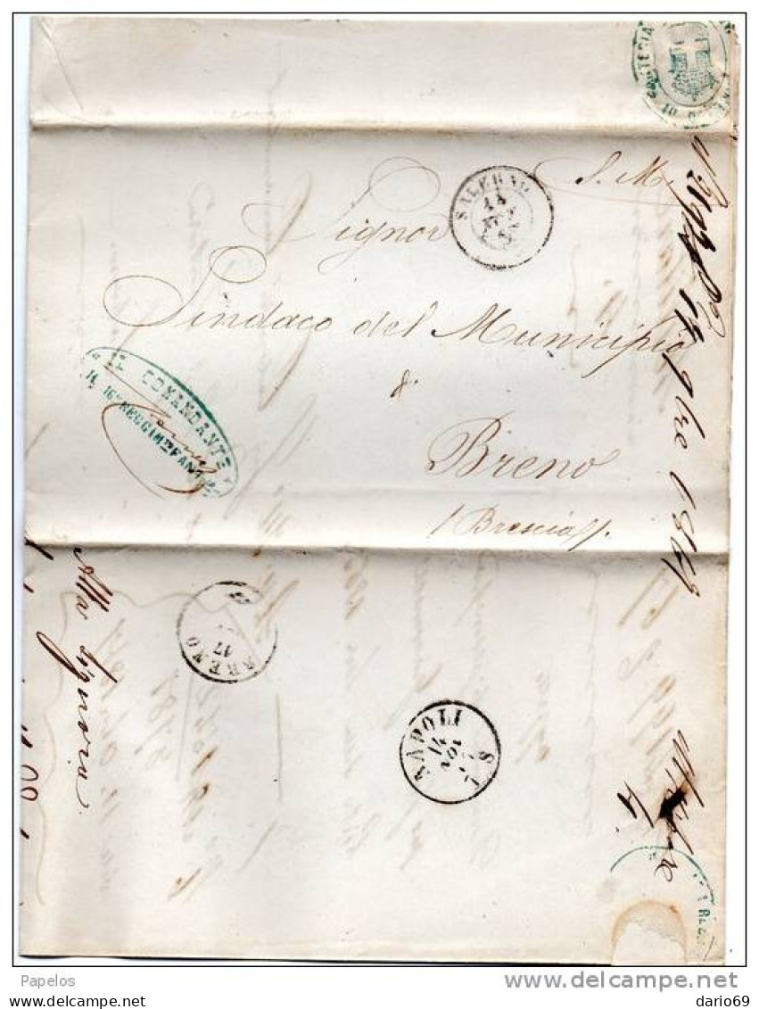 1867 LETTERA CON ANNULLO SALERNO    + 16°  REGGIMENTO FANTERIA BRIGATA SAVONA - Dienstzegels