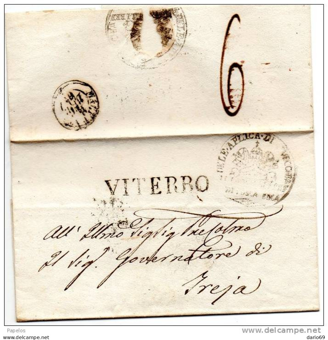 LETTERA CON ANNULLO VITERBO + STEMMA - ...-1850 Préphilatélie