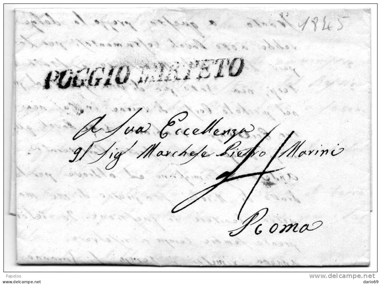 1845 LETTERA CON ANNULLO POGGIOMIRTETO RIETI - 1. ...-1850 Vorphilatelie