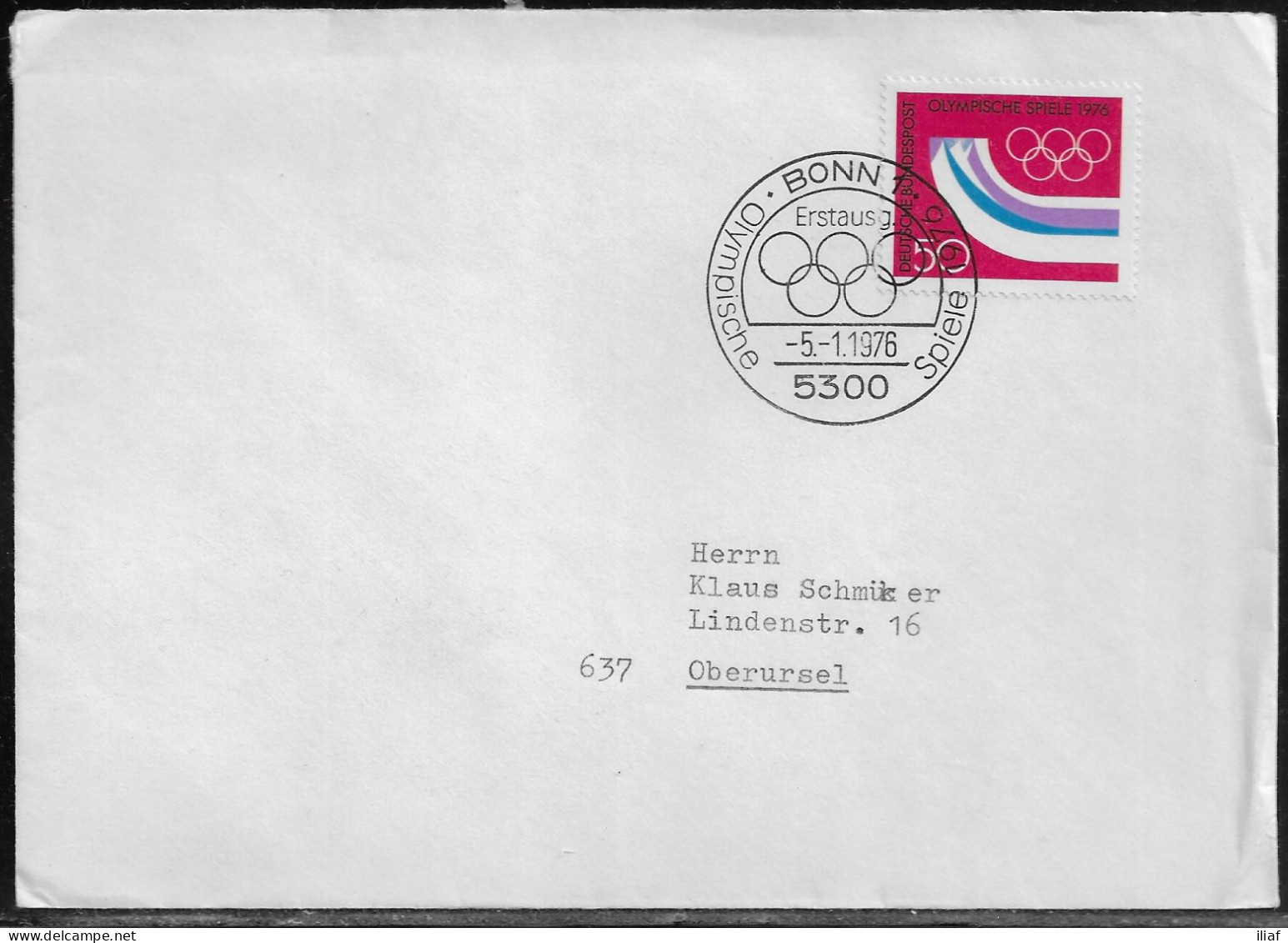 Germany. FDC. Sc. 1204.  Winter Olympic Games, Innsbruck, Austria.  FDC Cancellation On Plain Envelope - 1971-1980