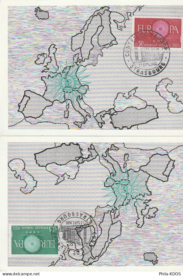 " EUROPA 1960 " Sur Carte Maximum De 1960 N° YT 1266 1267 Parfait état. CM à Saisir !!! - 1960