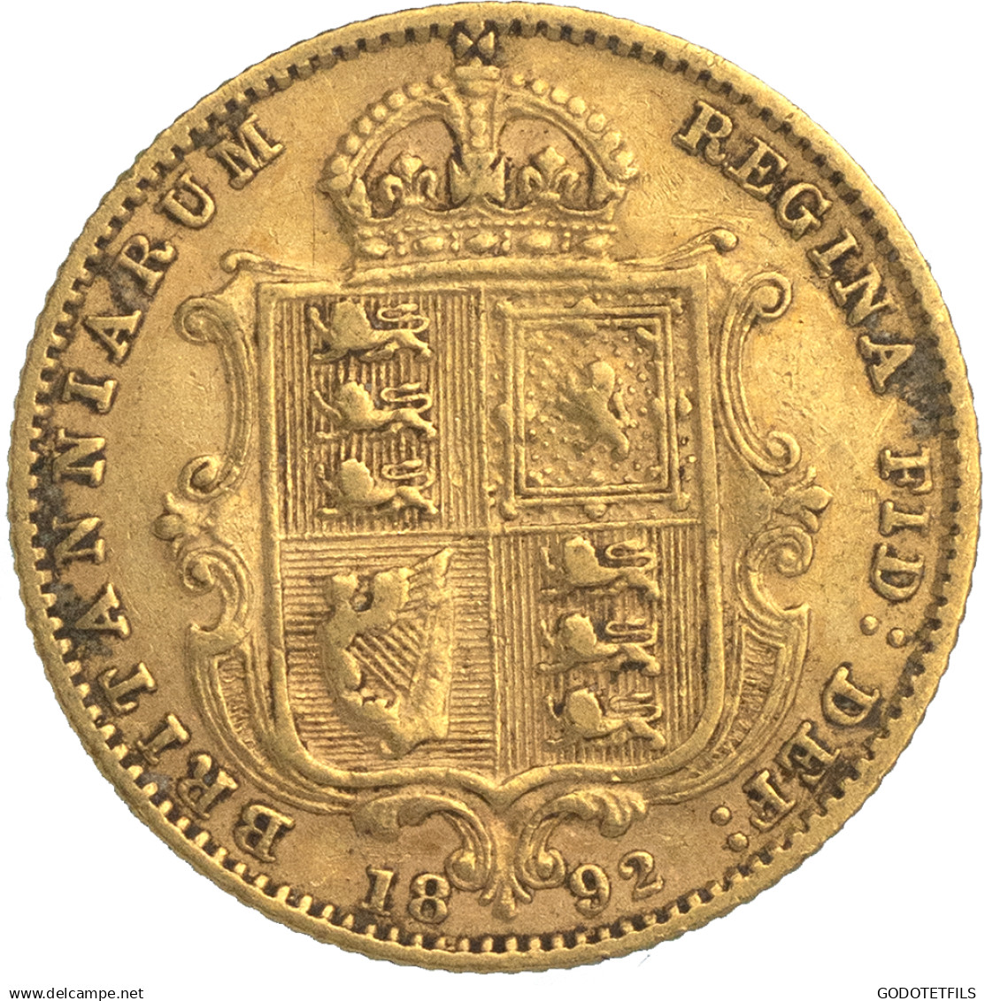 Royaume-Uni- Demi-Souverain Victoria 1892 Londres - 1/2 Sovereign