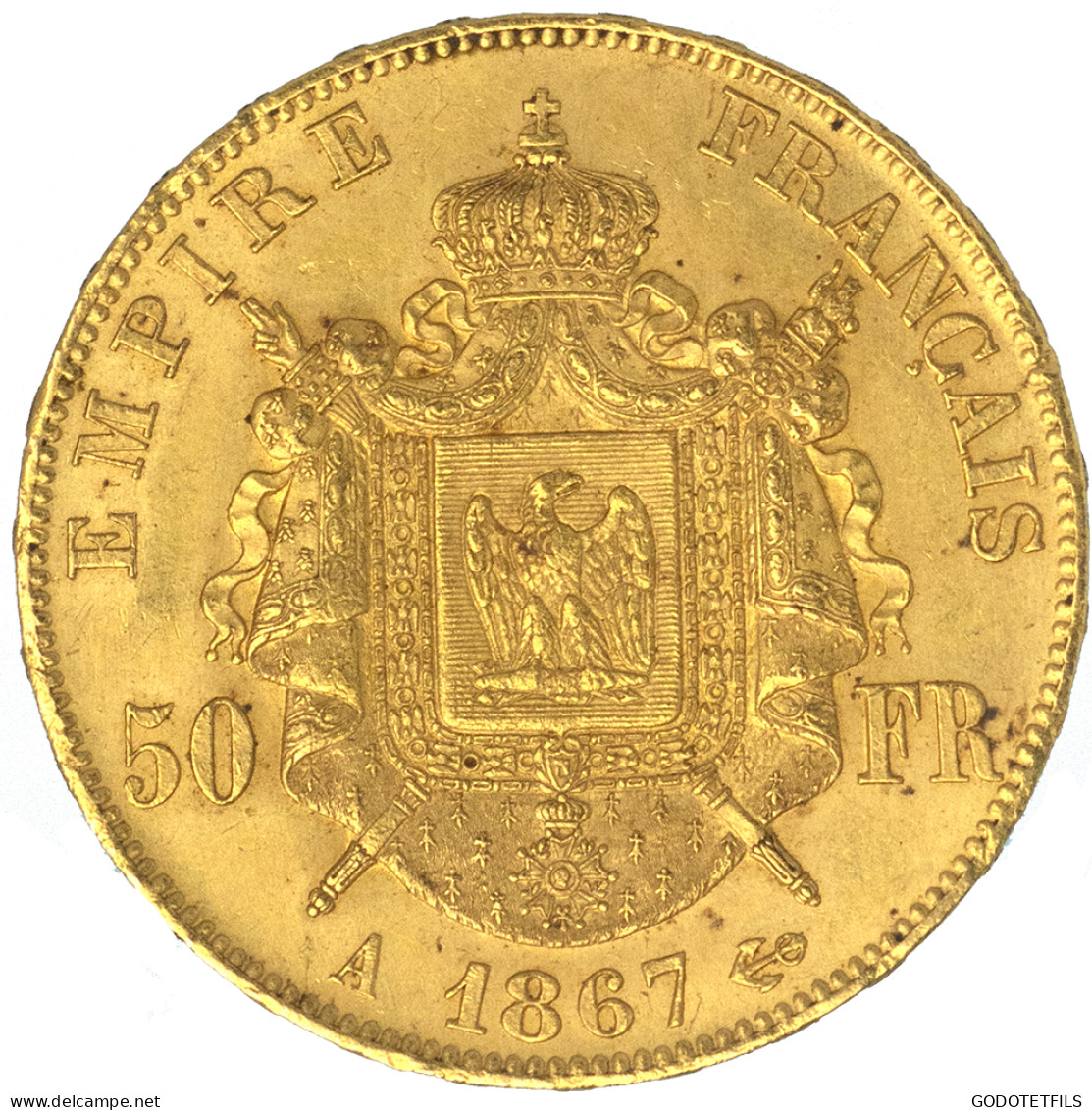 Second-Empire-50 Francs Napoléon III Tête Laurée 1867 Paris - 50 Francs (gold)