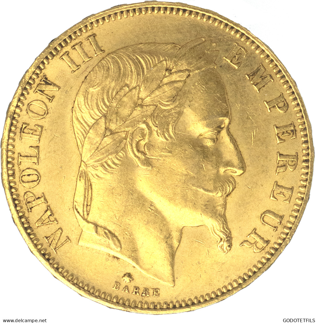 Second-Empire-50 Francs Napoléon III Tête Laurée 1864 Paris - 50 Francs-or
