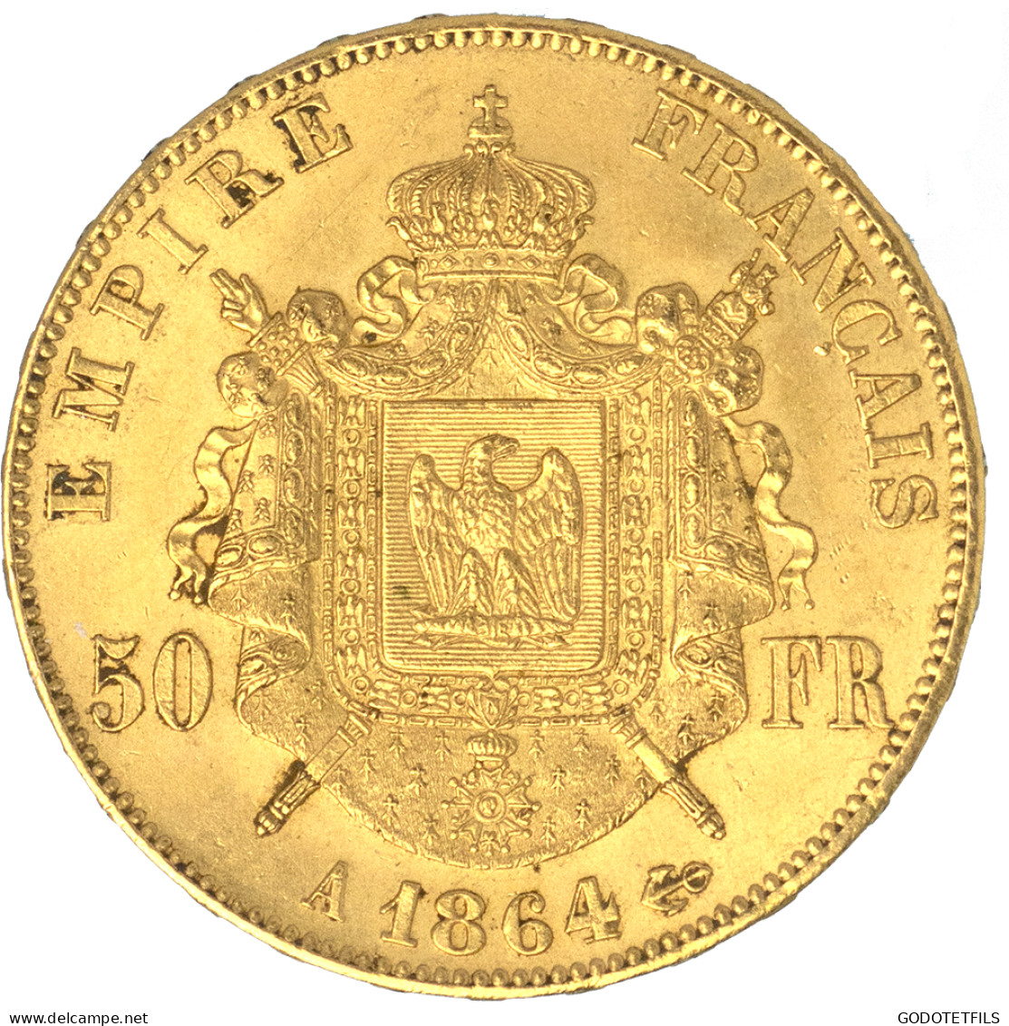 Second-Empire-50 Francs Napoléon III Tête Laurée 1864 Paris - 50 Francs (gold)