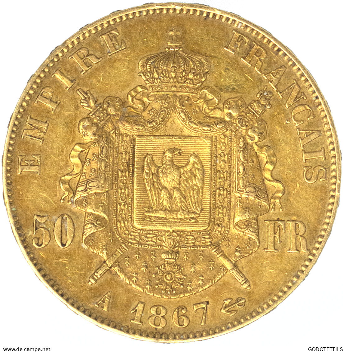 Second-Empire-50 Francs Napoléon III Tête Laurée 1867 Paris - 50 Francs (gold)