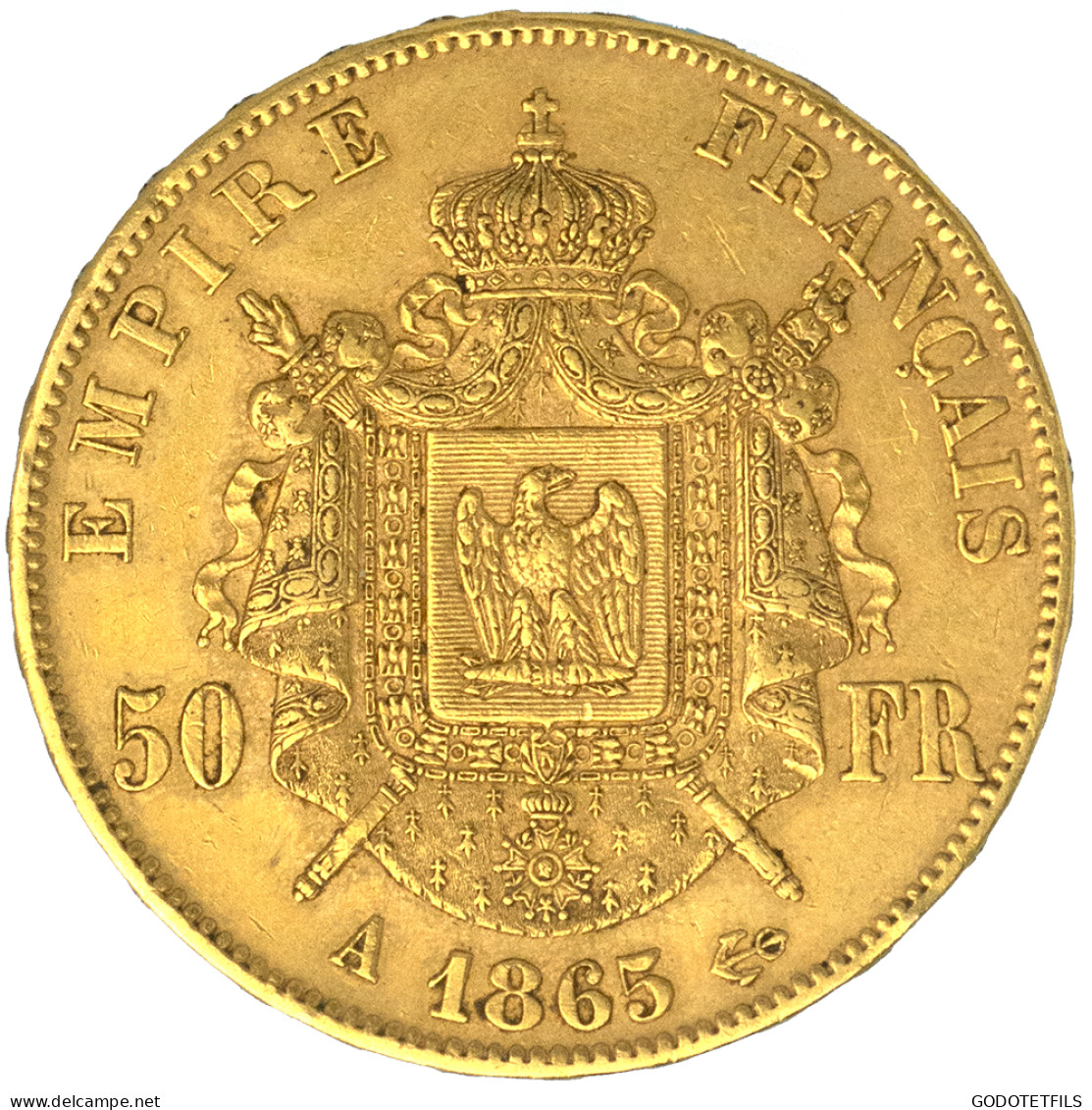 Second-Empire-50 Francs Napoléon III Tête Laurée 1865 Paris - 50 Francs (gold)