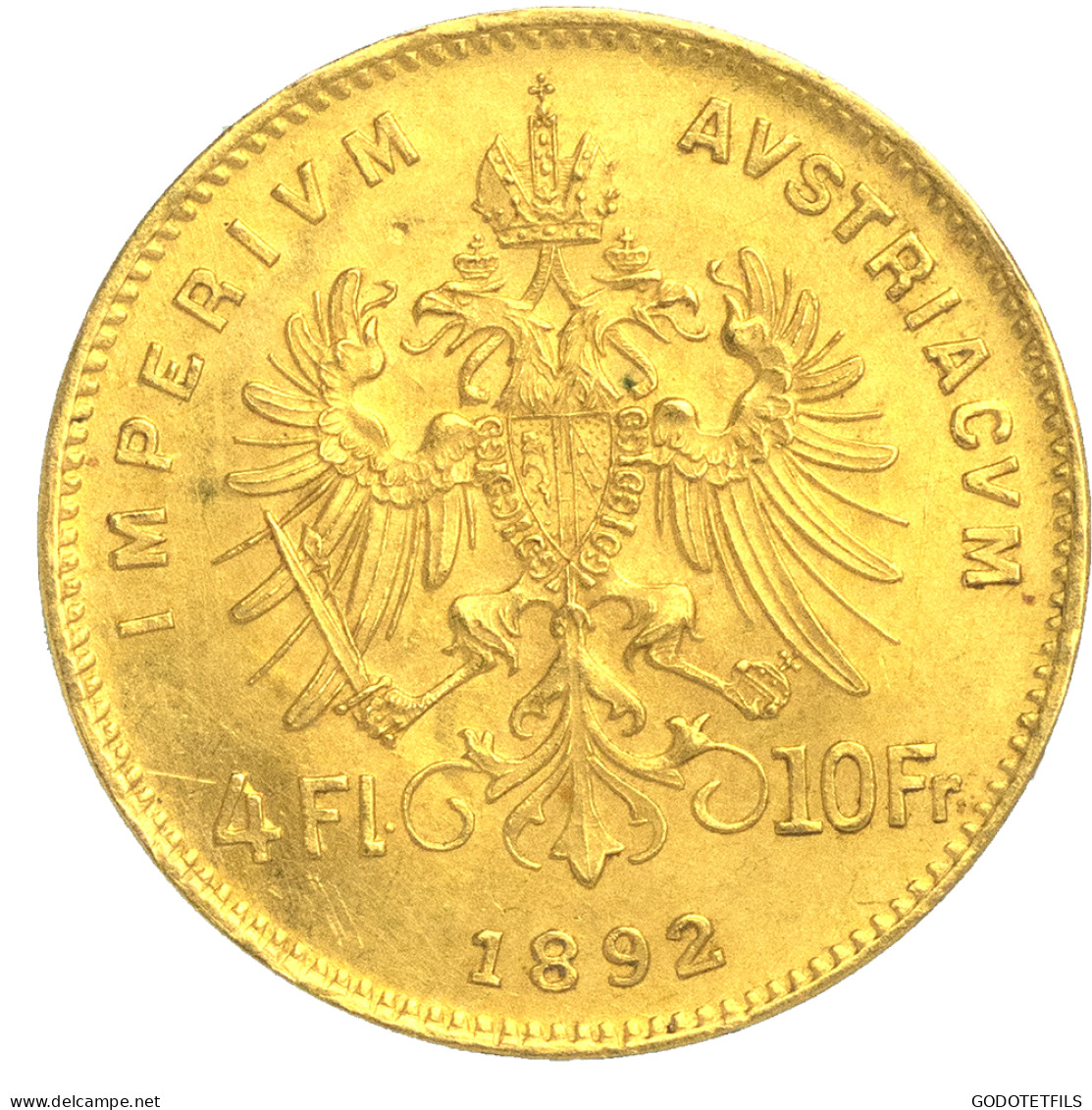 Autriche-Hongrie-François-Joseph 10 Francs-4 Fiorint 1892 Vienne - Austria