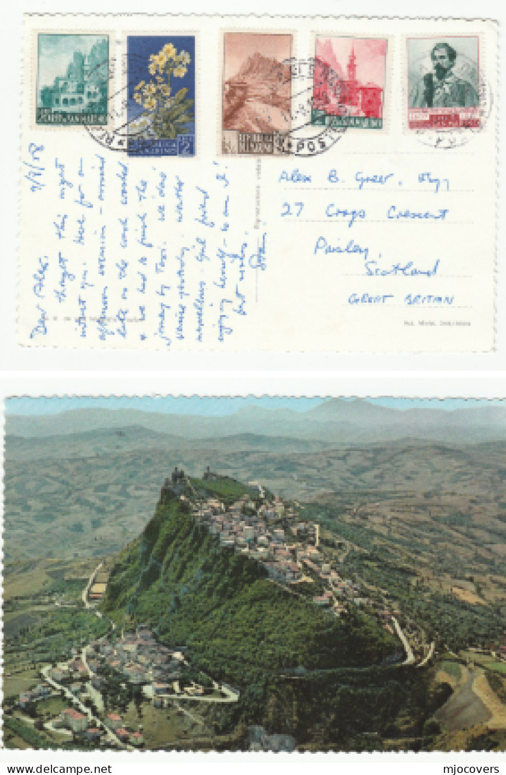 1958 San Marino Cover GARIBALDI  Views FLOWER Etc Stamps Postcard  To GB - Covers & Documents