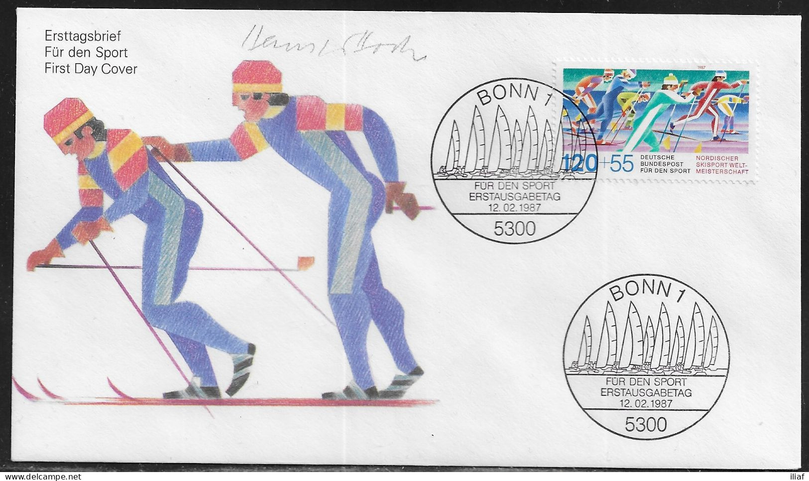 Germany. FDC Mi. 1311.  Sports Aid 1987. Sport Help - World Nordic Skiing Championships, Oberstdorf  FDC Cancellation - 1981-1990