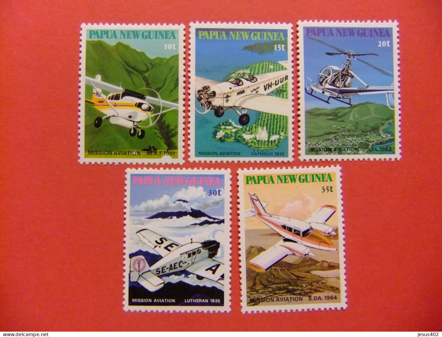 52 PAPUA NEW GUINEA Papouasie Et Nouvelle - Guinée 1981 AVIONES Y SUS MISIONES YVERT 412 / 16 MNH - Papouasie-Nouvelle-Guinée