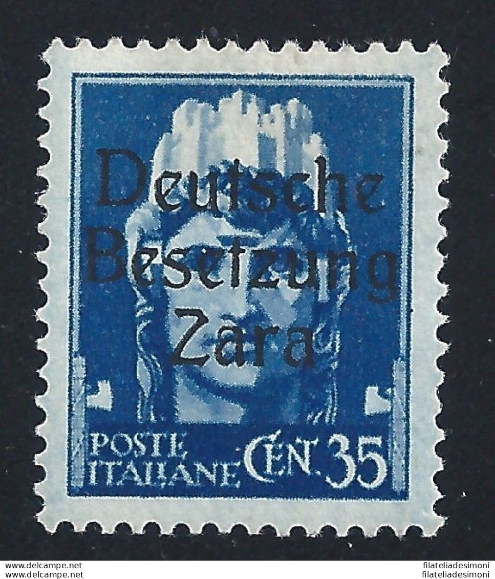 1943 ZARA, N° 7 , 35 Cent. Azzurro , MLH * LINGUELLATO Firma Oliva - Andere & Zonder Classificatie