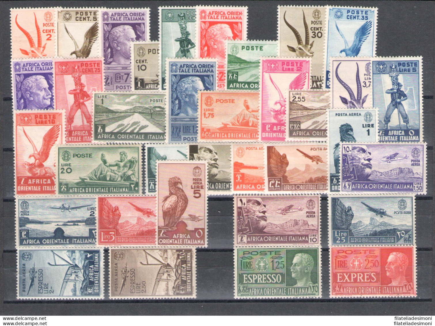 1938 AFRICA ORIENTALE ITALIANA, Soggetti Vari , 35 Valori ,  MNH ** ,  GOMMA INT - Italian Eastern Africa